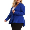 thumbnail image 4 of Agnes Orinda Women's Plus Size Blazer Button Notch Panel Ruffle Peplum Blazers 3X Cobalt Blue, 4 of 6