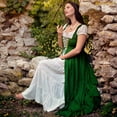 thumbnail image 4 of Mythrojan Medieval Traditional Women's Renaissance Irish Celtic Dress Overdress Adult Costume, Chemise with Over Dress Medieval Renaissance Costume SCA LARP - Green, L/XL, 4 of 7