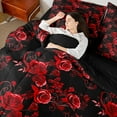 thumbnail image 5 of Manfei Fashion Red Rose 7pcs Bedding Comforter Set for Adult, Flower Floral Queen Bedding Sets, Romantic Anniversary Reversible Queen Sheet Sets, Breathable Home Decor, 5 of 8
