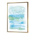 thumbnail image 1 of Aquarelle de Bleu Abstrait et Vert - Toile Encadrée Moderne, 1 of 3