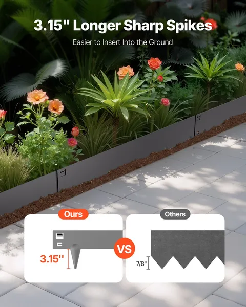 Steel Landscape Edging 5 Pack 39 x 3 Inch Rust Resistant Dark Gray Border
