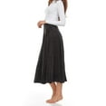 thumbnail image 4 of Velour Panel Midi Skirt For Women By BGDK- 33 Inch Length Pleated Skirt With Elastic Waist- Comfortable Fit And Flare Skirt- High Waist Flowy Skirt For Work, Office, Business, Church navy large, 4 of 5