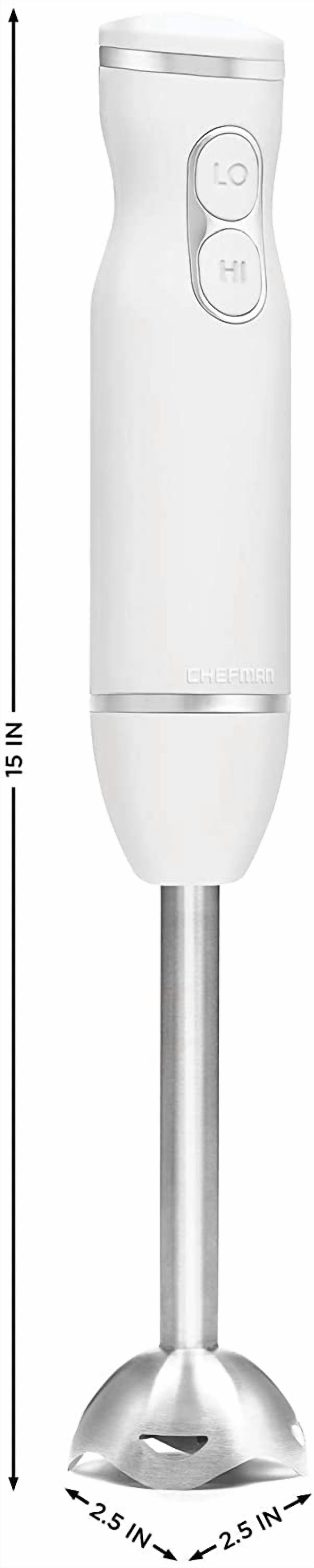 Immersion Stick Hand Blender with Stainless Steel Blades, Powerful Electric Ice Crushing 2-Speed Control Handheld Food Mixer, Purees, Smoothies, Shakes, Sauces & Soups, Ivory