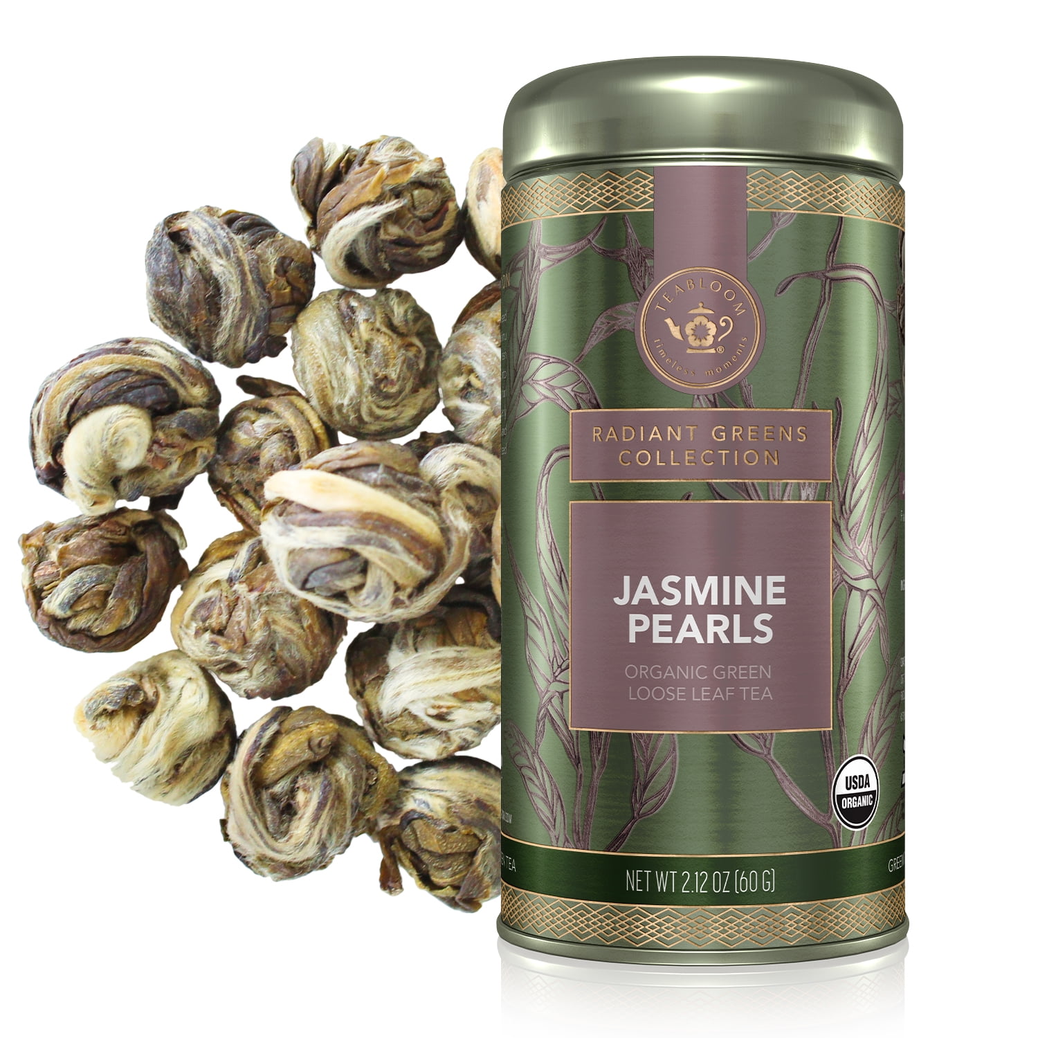Teabloom Jasmine Pearls Loose Leaf Tea Canister