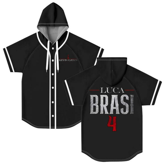 Kevin Gates Luca Brasi 4 Logo Hooded Baseball Jersey Short Sleeve Shirt Women Men Crewneck Tee