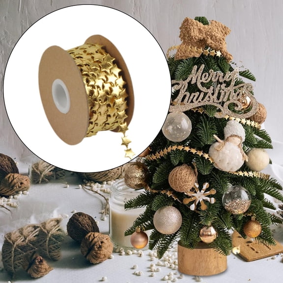 balikha 3xChristmas Ribbon 32.80ft Decor Rope for Xmas Gift Wrapping Gold Stars