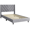 thumbnail image 3 of Yaheetech Twin Size Upholstered Platform Bed with Geometric Tufted Headboard, Light Gray, 3 of 9