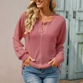 thumbnail image 4 of Wenyuyu Waffle Knit Blouses for Women Casual Loose Fit Long Sleeve Tunic Shirts Trendy Solid Button Henley Crewneck Tops, 4 of 4