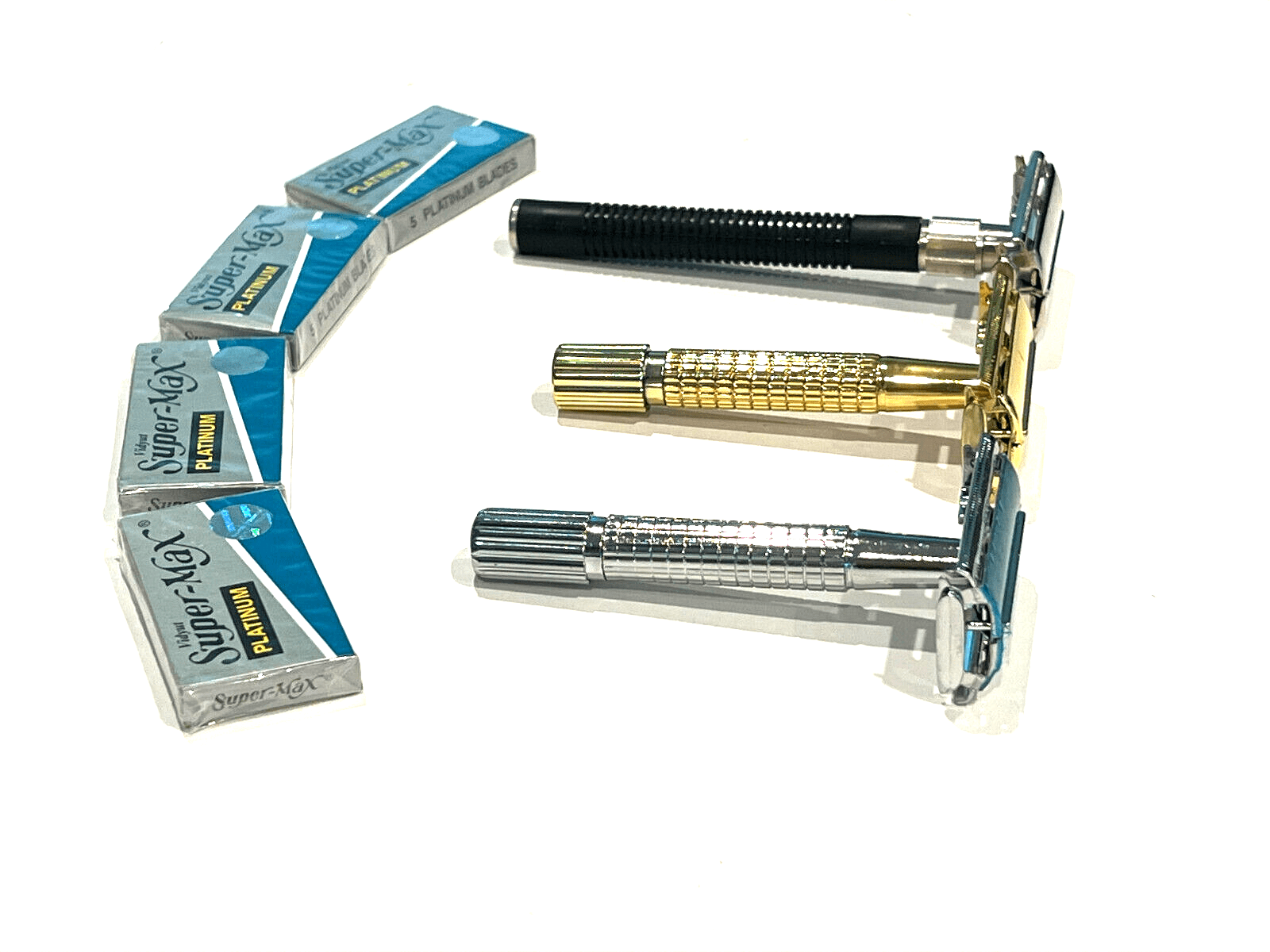 3 Pcs Men Old Fashion Vintage Classic Safety Razors + 20 Razor Blades Gift Set
