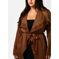 thumbnail image 4 of Rebdolls Women's Plus Wide Lapel Duster Coat - Brown - 5X, 4 of 5