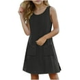 thumbnail image 6 of Jinhomg Beach Dresses for Girls 2025 Vacation, Breathable Eyelet Midi Tank Dress Casual Comfy Sleeveless V-Neck Sundress with Pocket Black 11 Years, 6 of 10