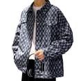 thumbnail image 2 of Camisa de hombre Chaqueta de manga larga Bolsillos de moda Botón único Patrón fresco Casual para ir de compras a la escuela, 2 of 8