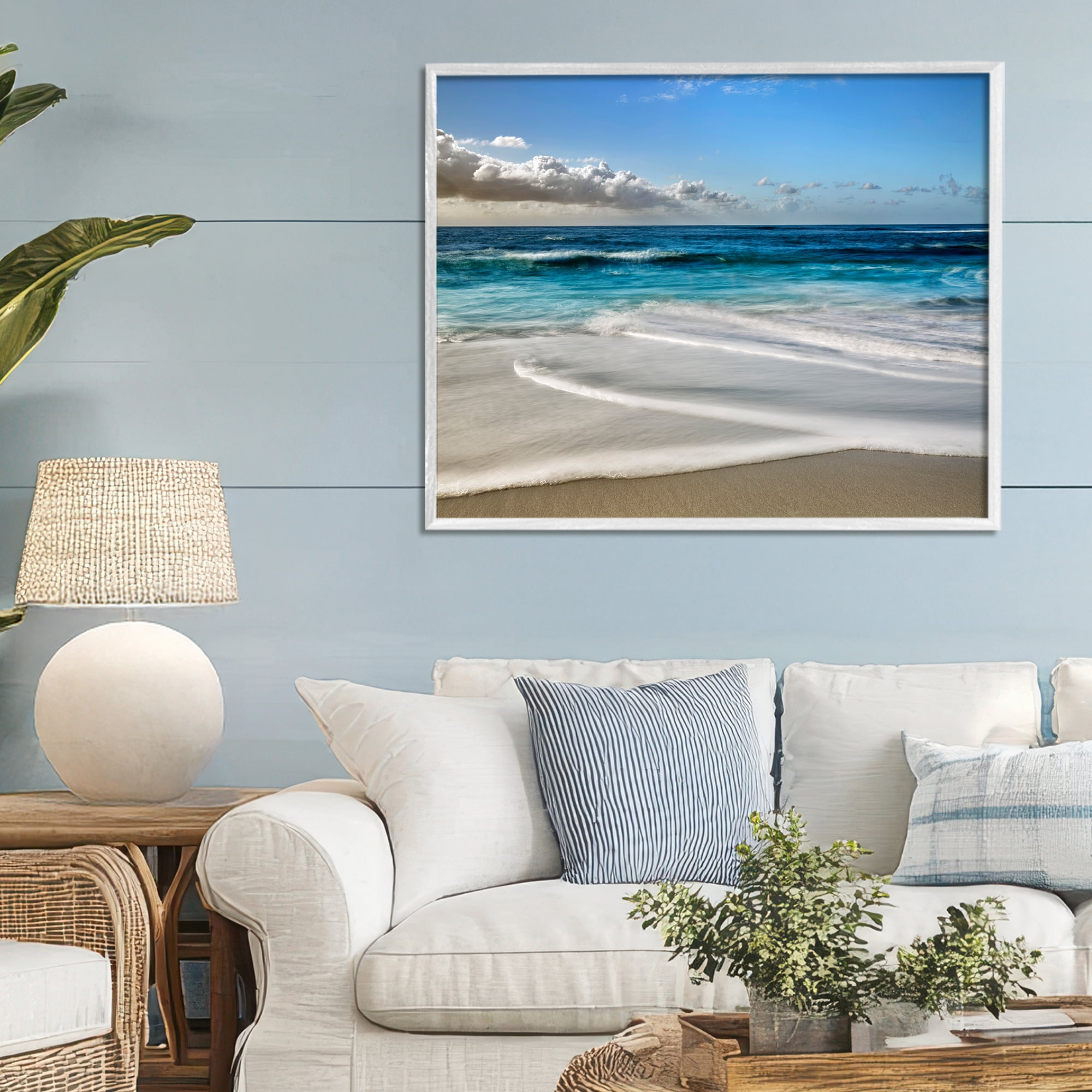 Stupell Industries Morning Foam on Shore White Framed Giclee Art, design by Superstock