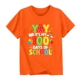 thumbnail image 3 of PWPSG Kids 100 Days of School Shirt Boys Girls Summer Short Sleeve Crewneck Tee Back to School Casual Short Sleeve Top 100th Day Smarter Print Tops Orange 3-4 Years, 3 of 5