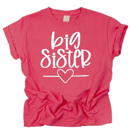 

Olive Loves Apple Big Sister Heart Sibling Reveal T-Shirt for Baby and Toddler Girls Sibling Outfits Vintage Hot Pink Shirt 18 Months