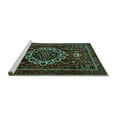 thumbnail image 2 of Ahgly Company Machine Washable Indoor Round Medallion Turquoise Blue Traditional Area Rugs, 3' Round, 2 of 4