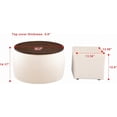 thumbnail image 2 of 25'' Round Storage Ottoman with Wooden Lid, Velvet Circle Ottoman Set with Square Foot Stool, Living Room Couch Side Table for Low Tea (Beige), 2 of 7