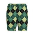 thumbnail image 4 of Fotbe Green Squares Pajama Shorts for Men, Men's Pajama Bottoms, Sleepwear,Short Pajama Pants-Large, 4 of 9