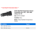 thumbnail image 2 of Intake Manifold Temperature Sensor - Compatible with 1992 - 2001 GMC Jimmy 4.3L V6 1993 1994 1995 1996 1997 1998 1999 2000, 2 of 2