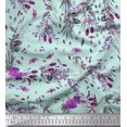 thumbnail image 1 of Soimoi Tissu Vert en Rayonne Imprimé Insectes, Roses et Feuilles au Mètre 56 Pouces de Large, 1 of 3