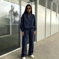 thumbnail image 5 of Sweatsuits Women 2 Piece Outfit Half Zip Stand Collar Long Sleeve Pullover Sweatshirts,Wide Leg Pants Matching Tracksuit Sets Navy XXL, 5 of 5