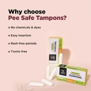 Pee Safe 100% Organic Cotton Tampon, Super Plus Absorbency, Non Applicator Tampons (Pack of 16)