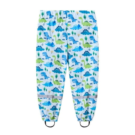 

DTBPRQ Toddlers Boys Girls Rain Pants Cartoon Print Trousers Raincoat Split Pants Mud Dirty Proof Lightweight Reflective Waterproof Unisex Rain Wear