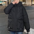 thumbnail image 4 of Lovskoo 2024 Womens Winter Coats Quilted Jacket Long Sleeve Large Pocket Cotton Padded Hooded Jacket Thickened Warm Loose Slim Oversized Jacket Black, 4 of 8
