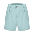 thumbnail image 4 of Cotton Linen Shorts for Women Summer Casual Lightweight Wide Straight Leg Loose Work Shorts with Pockets, 4 of 4