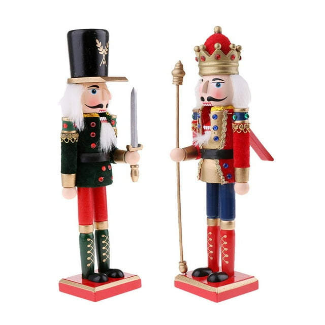Estatua de soldado cascanueces,Soldado Cascanueces,Muñeca de marioneta de madera,Modelo de figuras de soldado,Adornos para el hogar,Cascanueces pintado a mano,Adornos navideños,Estatuilla de