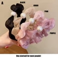 thumbnail image 2 of Hair Accessories Elastics Pearl Chiffon Hair Ring Headband HairBands Hair Circle BLACK B, 2 of 8