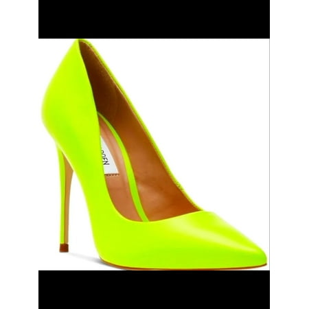 

STEVE MADDEN Womens Green Comfort Pointed Toe Stiletto Slip On Leather Dress Pumps 8 M