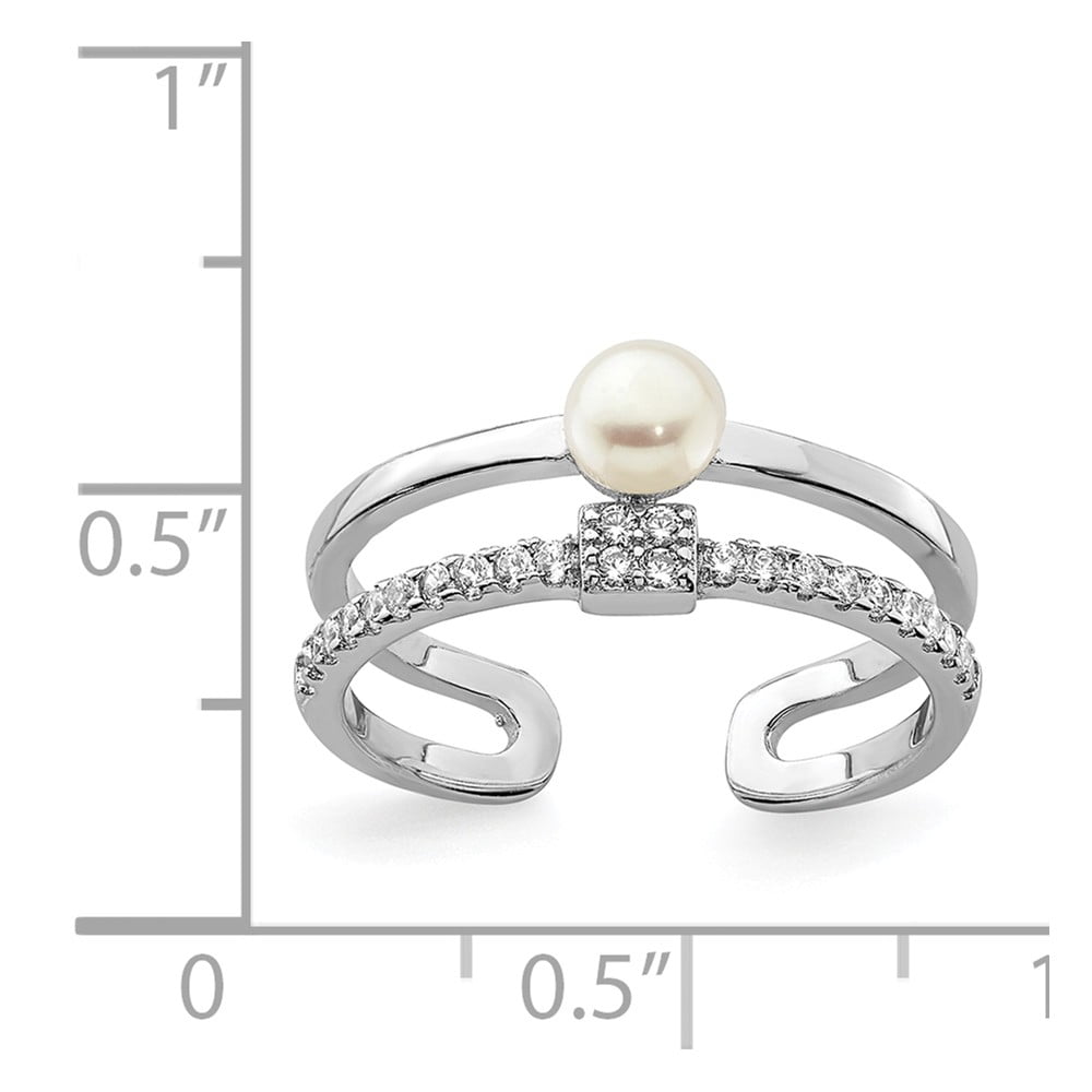 925 Sterling Silver Cubic Zirconia Cz 6mm Button Freshwater Cultured Pearl In Circle Band Ring Fine Jewelry For Women Gifts For Her