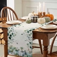 thumbnail image 3 of Green Blue Fall Table Runner, Autumn Thanksgiving Kitchen Dining Table Decoration for Home Party Decor 13x108 Inches, 3 of 9