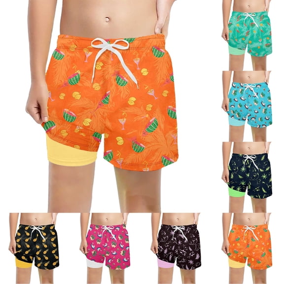 Shadoumai Boys Swim Trunks Size 6 Cartoon Dinosaur Sport Short Swimsuit Drawstring Comfortable Beach Bathing Suit Toddler Swimsuit Swimwear Swimming Trunks Clothes