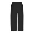 thumbnail image 4 of SwiftWear Fashion Womens Casual Elastic Waist Loose Pants Solid Color Wide Leg Trousers Capris Pants S, 4 of 6