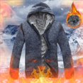 thumbnail image 6 of PMVFHDE Men's Winter Daily Solid Color Heavyweight Warm Knit Hooded Sweater Jacket Blue,XXXL, 6 of 6