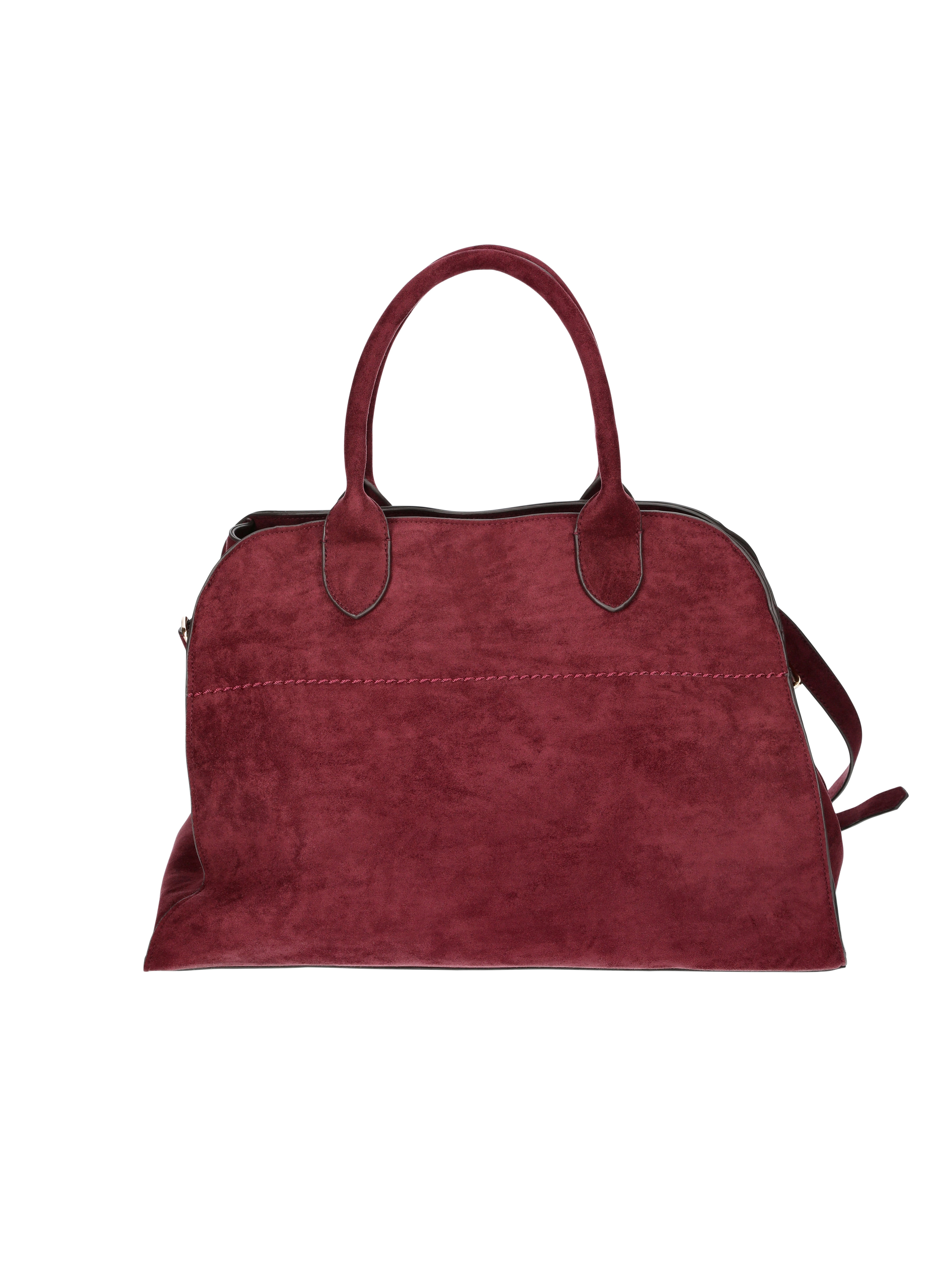 Time and Tru Women's Sage Satchel Soft Faux Suede Tote Bag, Wine