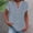 *Blue~, variant on ClodeEU Womens Summer V Neck Short Sleeve Cotton Linen Shirts ,Trendy Casual Tunic Blouse Red^,Womens Plus M