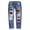 Blue, variant on Women'S Trendy Floral Print Jeans With Ripped Knees Stylish And Comfortable Skinny Fit Denim Pants Women'S Jeans Blue M