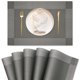 thumbnail image 1 of Table Placemats Set of 6 - PVC Heat-Resistant Placemats Washable Kitchen Table Mats Double Sided Placemats Easy (Silver Gray), 1 of 5