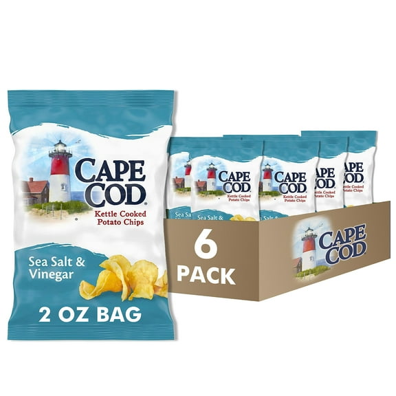 Cape Cod Potato Chips, HHA1 Sea Salt and Vinegar Kettle Chips, 2 Oz (Pack of 6)