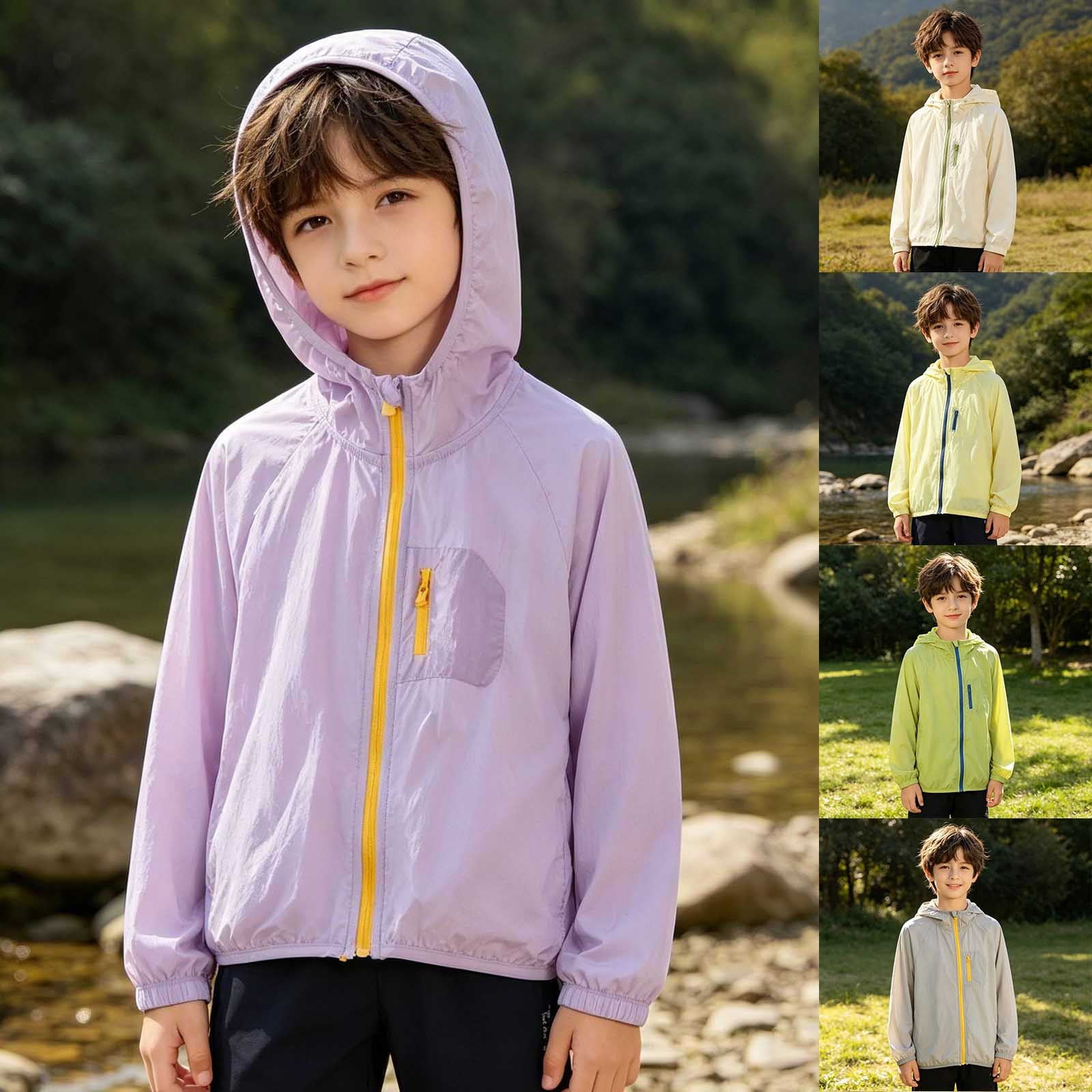 sususu Boys Hooded Long Sleeve Rash Guard Swim Shirt Youth Kids UPF 50+ Fishing Shirt Sun Protection Hiking Beach Hoodie Grey 5-6 Years