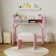 thumbnail image 2 of Yiwa Wooden Writing Desk Set, Study Table with Chair, Large Cloth Storage Drawers & Built-In Pen Holder, 2 of 7