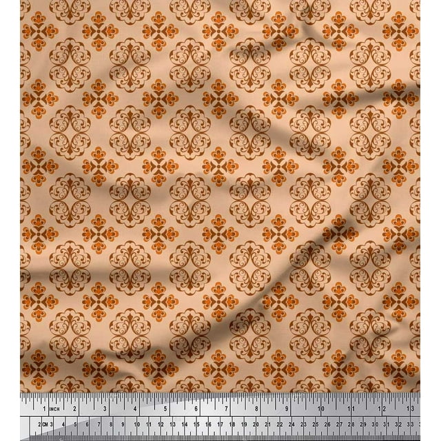 Soimoi Tissu en Velours Imprimé Damas Filigrane au Mètre 58 Pouces de Large