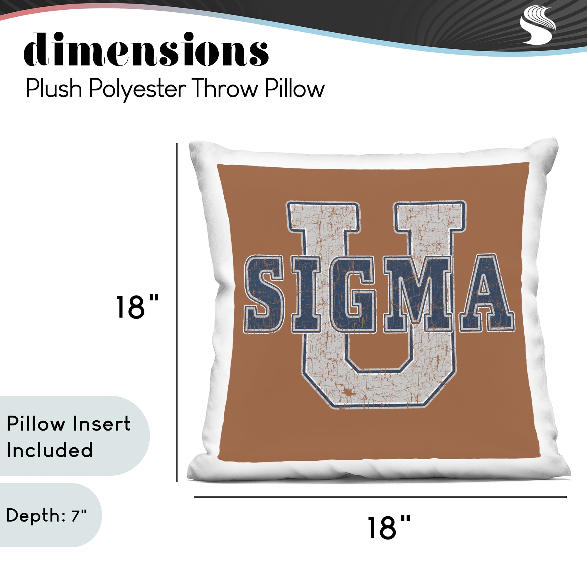 Stupell Industries Sigma University on Brown Decorative Printed Throw Pillow, design by Grotto Studios