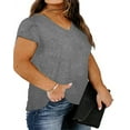 thumbnail image 2 of Langwyqu Womens Plus Size T Shirts Casual Loose Solid Color Tee, 2 of 5