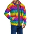 thumbnail image 2 of Wukai Bright Rainbow Print Men's Zip-Up Hoodie,Fleece Full-Zip Hoodie for Men, Hooded Sweatshirt-Large, 2 of 5