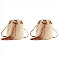 thumbnail image 1 of 2X Bolsa de Mensajero Bolsas de Playa de Verano de Tela de Senora con Borlas Bolsa de Cuerpo Cruzado de Tejido Bolso de Playa de Punto Banco de Dinero Tejido de Mujer, Marron, 1 of 1