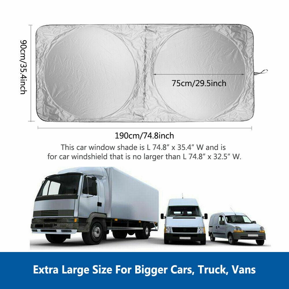 Foldable Car Windshield Sun Shade IC ICLOVER Block Sunlight UV Rays Sun Shield Front Window Sun Visor Protector Summer Winter for Trucks Vans MPV Large Vehicles (75 x35 )